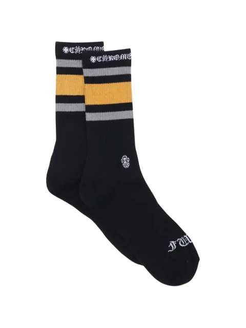 Chrome Hearts striped logo-embroidered socks Black CHRM1347
