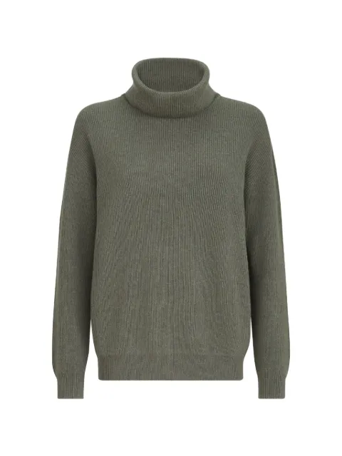 Brunello Cucinelli cashmere English-rib turtleneck sweater with monili Green M12175403C9986