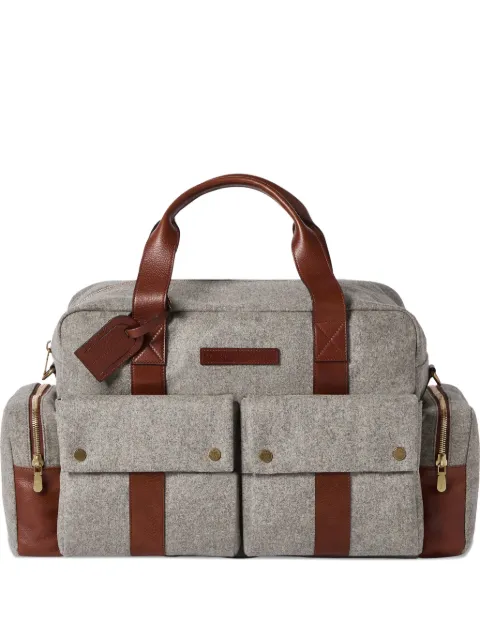Brunello Cucinelli virgin wool, alpaca and cashmere flannel leisure bag with grained calfskin inserts Grey MBPABU323CZV25