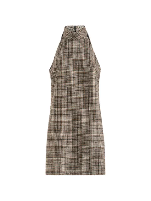 Brunello Cucinelli checked alpaca and wool dress with Monili Neutrals MG557A5562C016