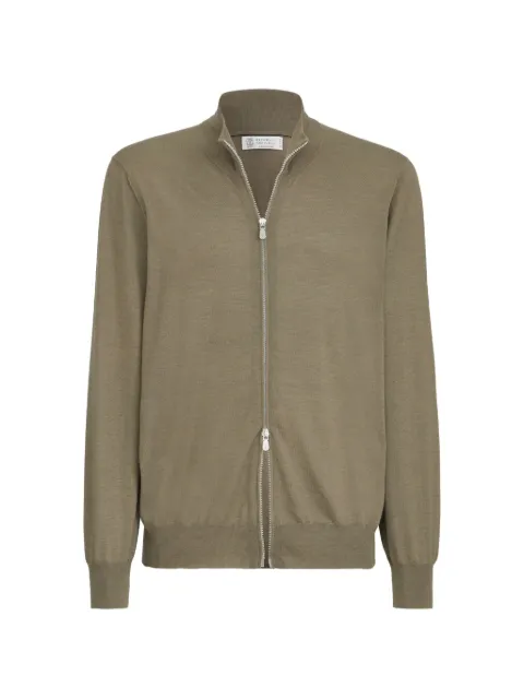 Brunello Cucinelli cashmere and silk lightweight cardigan with zipper Green M2300106COU75