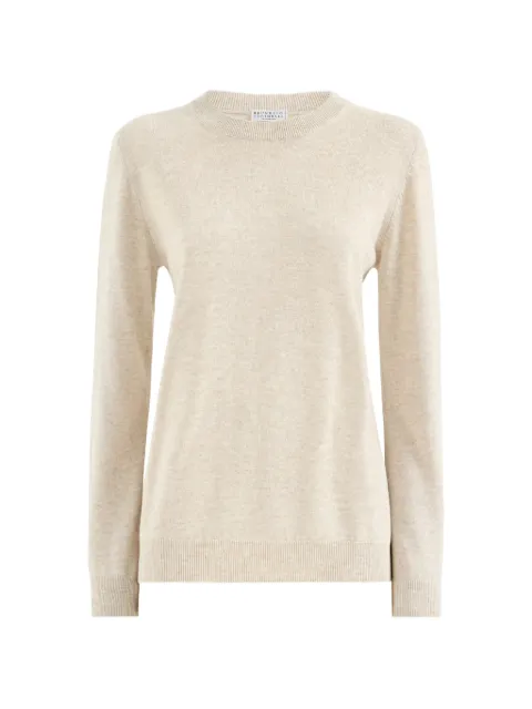 Brunello Cucinelli cashmere sweater with Monili Neutrals M12244400C9276