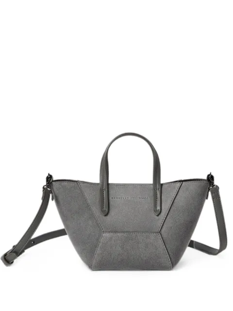 Brunello Cucinelli BC Duo mini bag in suede with Monili Grey MBDLD2675C9784