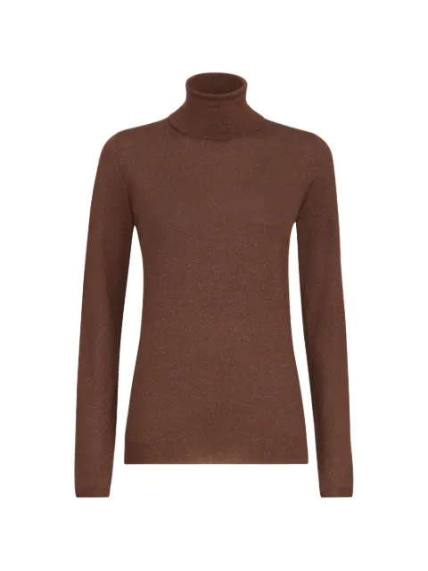 Brunello Cucinelli sparkling cashmere and silk lightweight turtleneck sweater Brown M41800063C9199