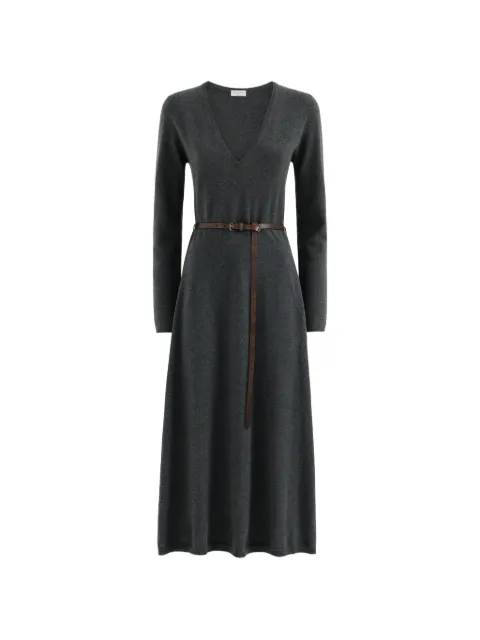 Brunello Cucinelli cashmere knit dress with belt and Monile Grey M12202A92C2803