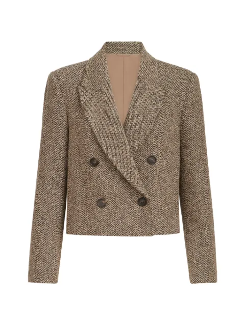 Brunello Cucinelli sparkling virgin wool chevron cropped blazer Brown MG5667237C005