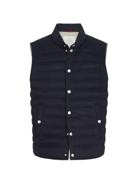 Brunello Cucinelli lightweight cashmere flannel down vest Grey MV4211711CCP25