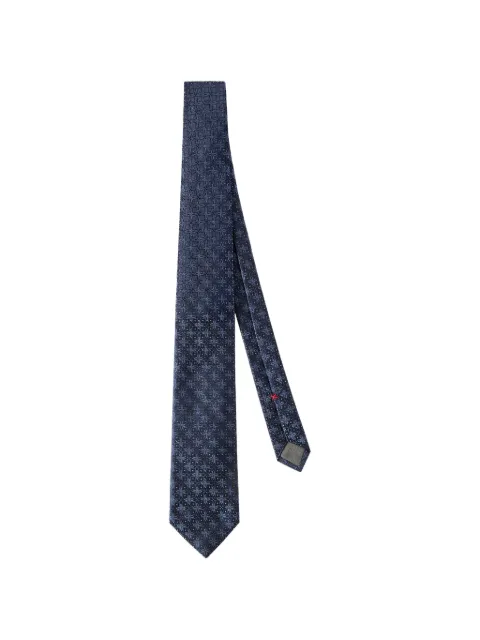 Brunello Cucinelli silk tie with geometric floral pattern Blue MM8660018C001