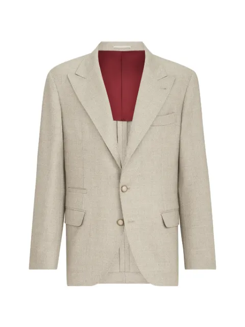 Brunello Cucinelli mouliné virgin wool twill deconstructed blazer with large peak lapels Neutrals MV4367BFDHC025