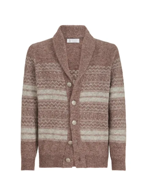 Brunello Cucinelli alpaca, cashmere and wool nordic-jacquard cardigan Brown MTF710006CTB53