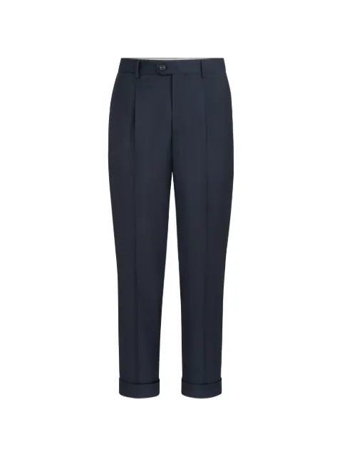 Brunello Cucinelli Super 150s virgin wool four season batavia trousers with pleat Blue MF459L00HCMC01