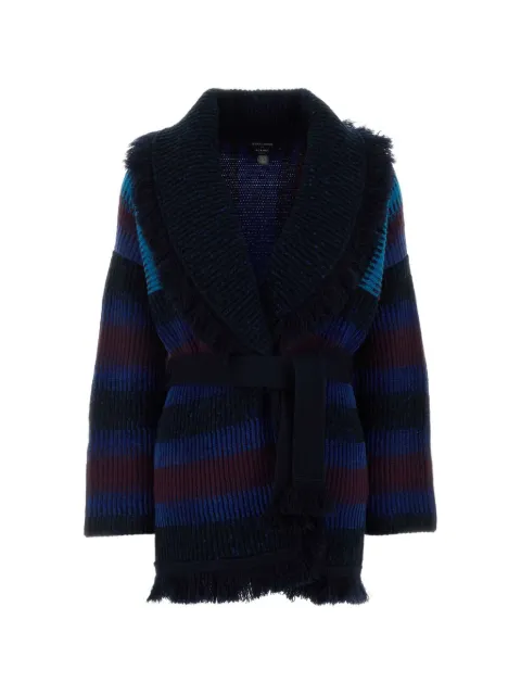 Giorgio Armani x Alanui fringe-trimmed belted cardigan Blue GW004500AF30964