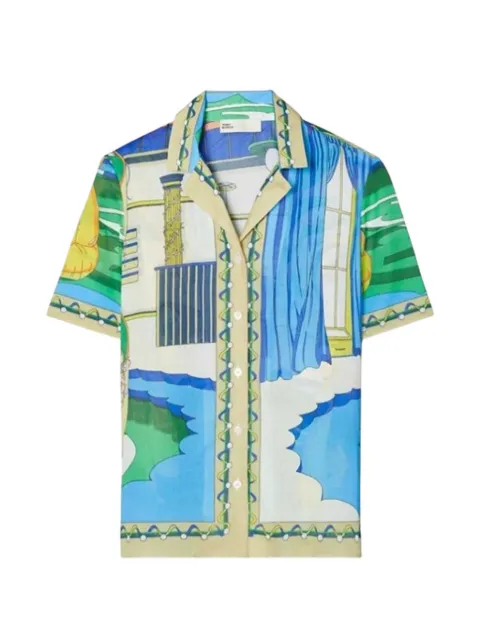 Tory Burch Pool-print cotton shirt Blue 180981