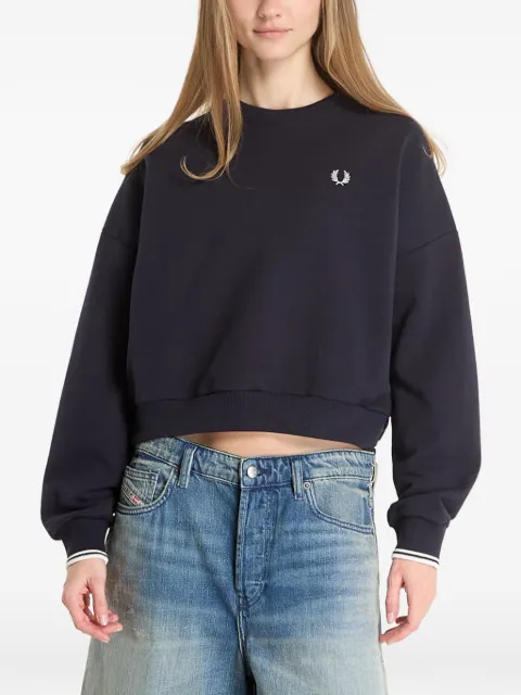 Fred Perry logo-embroidered tipped-cuff sweatshirt Blue G1148608