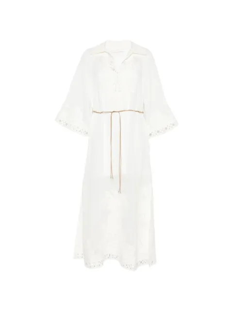 ZIMMERMANN Indra embroidered lace-trim maxi dress White 7834DSS262