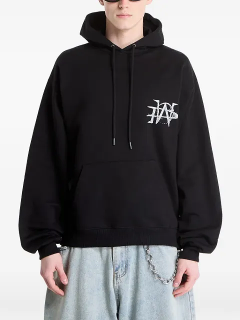WASTED logo-print graphic-print hoodie Black WP000359