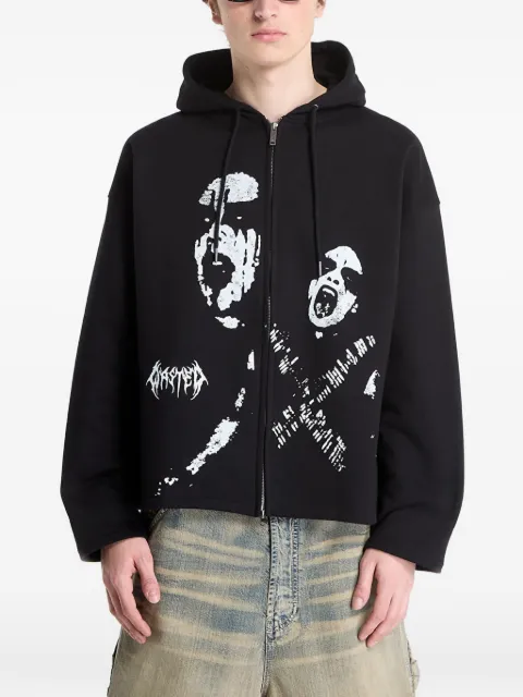 WASTED graphic-print zip-up hoodie Black WP000361