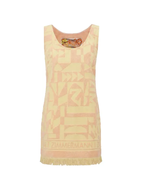 ZIMMERMANN Solstice geometric-pattern fringed mini dress Yellow 8995DSS265
