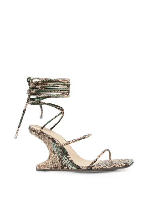 Rick Owens Lilies Cantilever snakeskin-effect tie-fastening sandals Neutrals LI01F7804LPY35