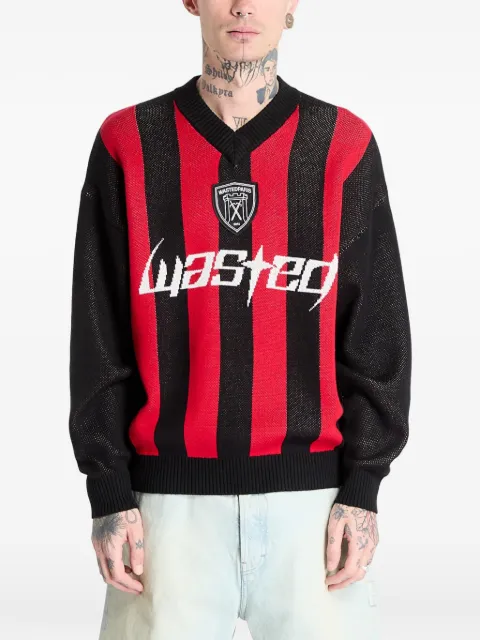 WASTED striped logo-intarsia sweater Black WP000283