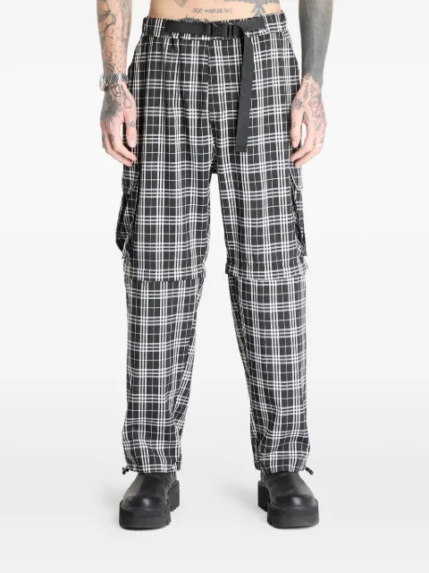 WASTED tartan-check convertible cargo pants Black WP000282