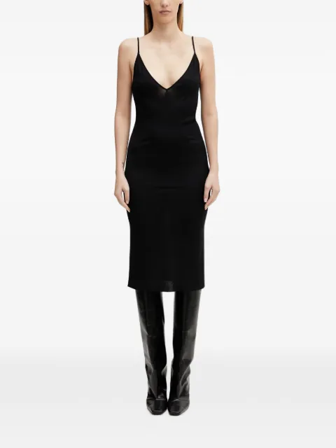 Rick Owens Lilies V-neck spaghetti-strap midi dress Black LI01F7567RV
