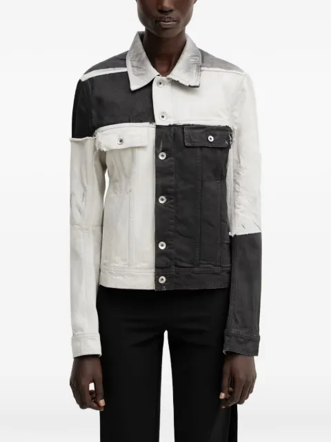 Rick Owens DRKSHDW Trucker patchwork raw-cut jacket White DS01F4701COMW3A
