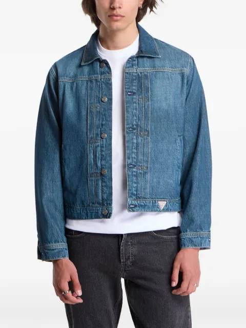 GUESS USA faded logo-patch denim jacket Blue M6GN73D0771S4FC