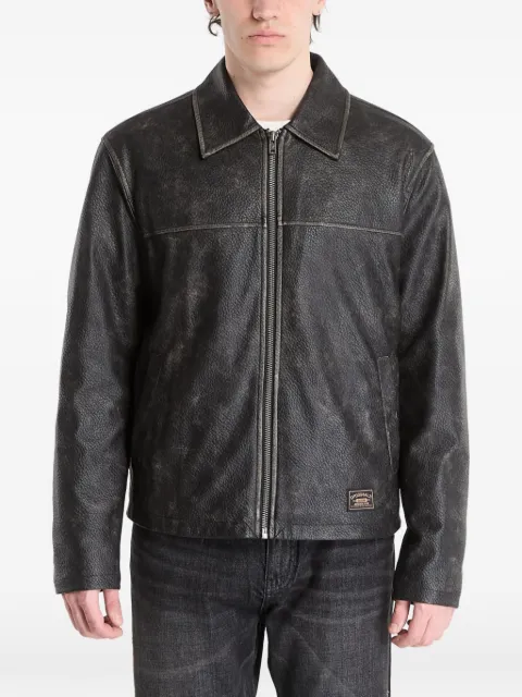 GUESS USA faded-effect logo-patch jacket Black M6RL0OWI860JTMU