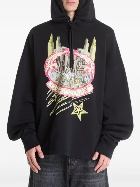 Off-White graphic-print loose-fit hoodie Black OMBB12MZ26FLE00500