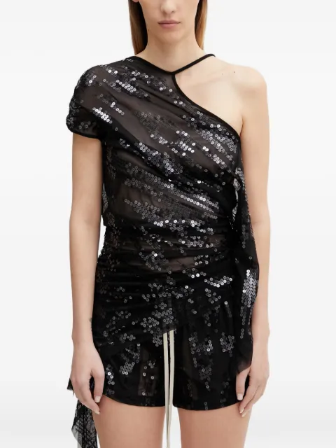 Rick Owens Lilies sequin-embellished asymmetric top Black LI01F7102TUSM21