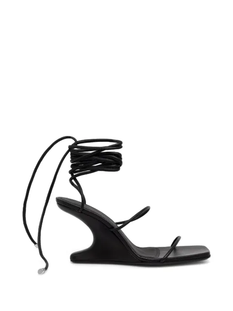 Rick Owens Lilies Cantilever lace-up wedge sandals Black LI01F7804LLP