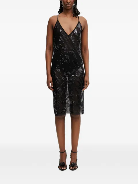 Rick Owens Lilies sequin-embellished semi-sheer midi dress Black LI01F7567TUSM21