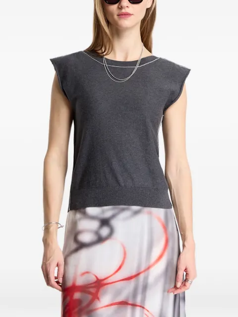 MM6 Maison Margiela logo-patch short-sleeved top Grey S62NF0012M13276860M