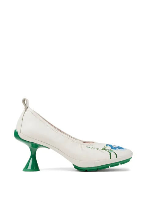 Camper Right Left Twins floral-embroidered pumps White K201976006
