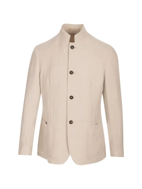 Eleventy mandarin-collar button-up blazer Neutrals M75GIAM05TES0M116