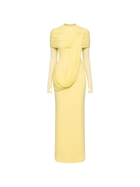 CHATS BY C.DAM Meydan draped long-sleeve dress Yellow CV390MEYDAN