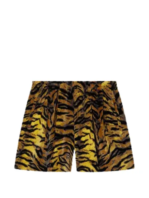 Kenzo tiger-print velvet bermuda shorts Yellow FG55SH5024JG
