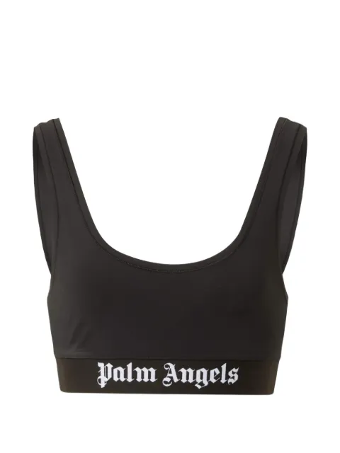 Palm Angels logo-underband scoop-neck bra Black PWAE008F21FAB003