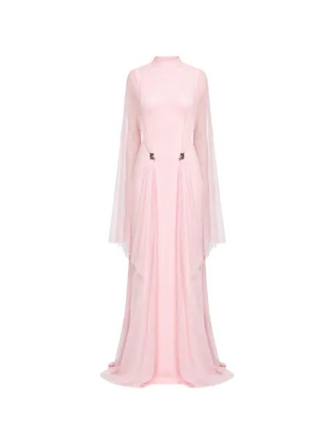 CHATS BY C.DAM Khaju cape-overlay gathered maxi dress Pink CV396