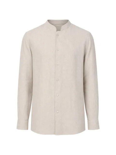 Eleventy linen stand-up collar shirt Neutrals M75CAMM05TES0I139