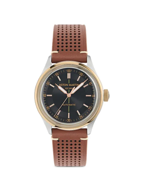 Aston Martin Watches perforated leather 42mm watch Black MTTS1S604
