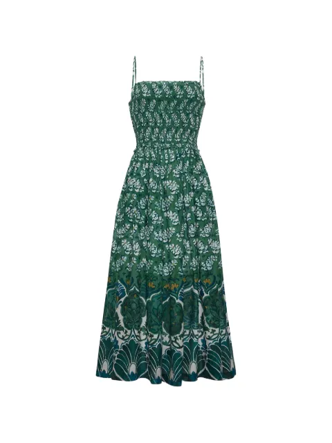 Cara Cara Carmen floral-print smocked midi dress Green 1419SAMG