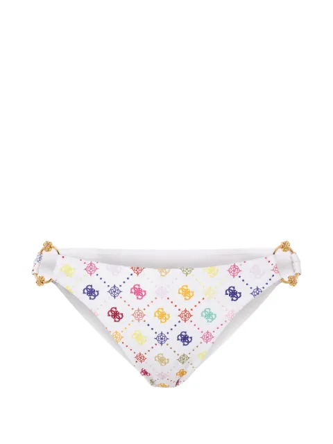 GUESS USA logo-print ring-detail bikini bottoms White E6GO24MC04R