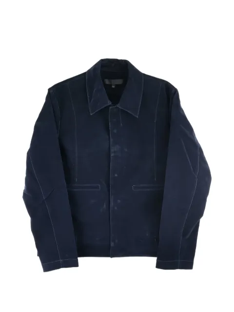 Omar Afridi Francis flocked denim jacket Blue OASS26BZ10101