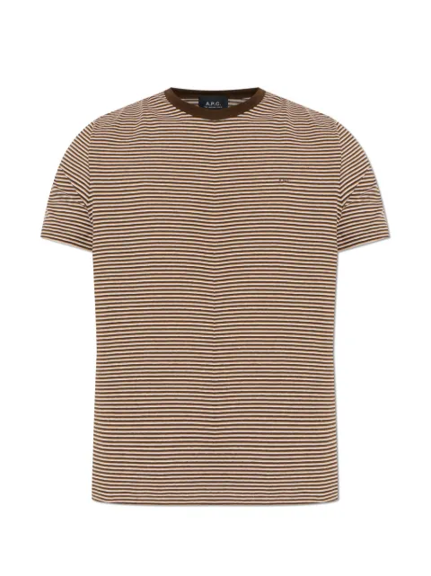 A.P.C. logo-embroidered striped T-shirt Brown COHPCH26585