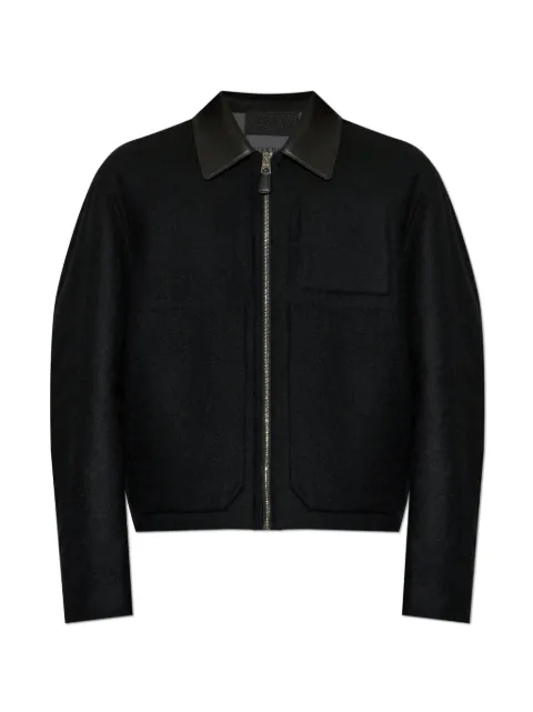 Givenchy leather-collar wool jacket Black BM01HH16KB