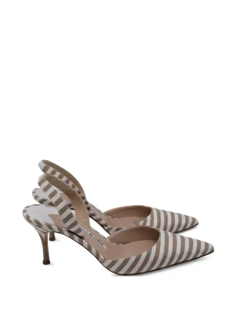 Manolo Blahnik Carolyne striped slingback pumps Neutrals GILTPUUSSH737017W