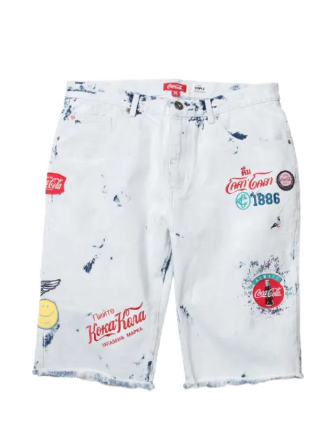 Staple x Coca-Cola patch-detail acid-wash shorts White 1902D5318