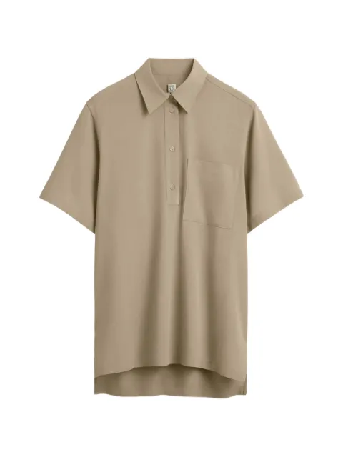 TOTEME patch-pocket short-sleeve polo top Neutrals 263WRT0762FB0475249